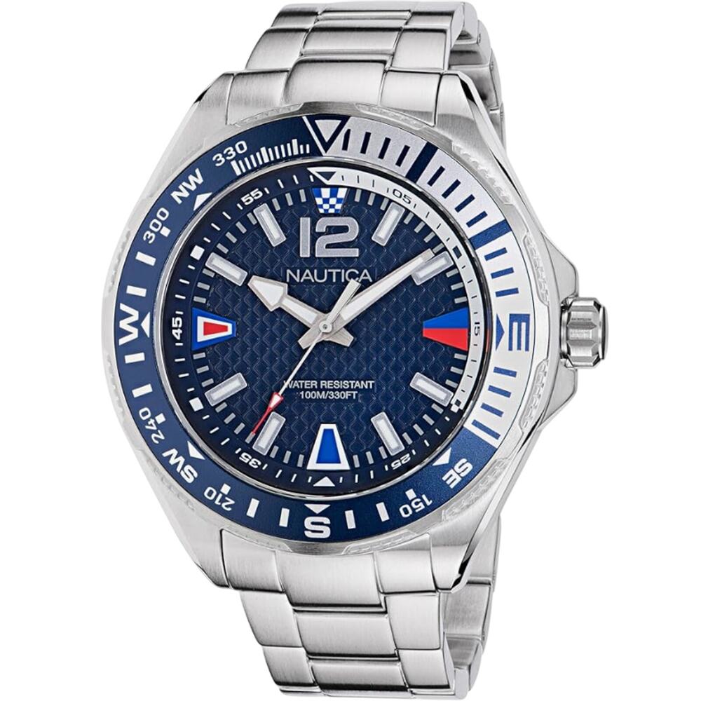 Nautica Men's NAPCWF301 Clearwater Beach Recycled Stainless Steel Watch